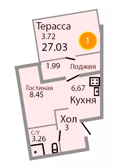 1-комнатная квартира: Зеленоградск, жилой комплекс Венецианский ... - Фото 0