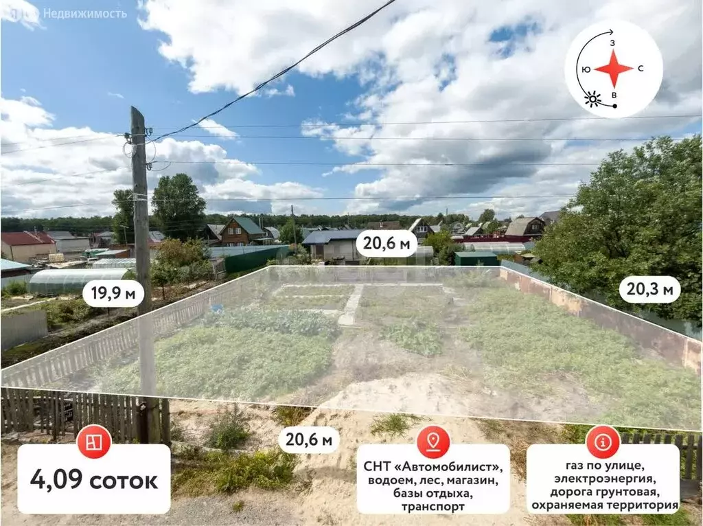 Участок в Тюмень, СНТ Автомобилист, Малиновая улица (4.09 м) - Фото 1