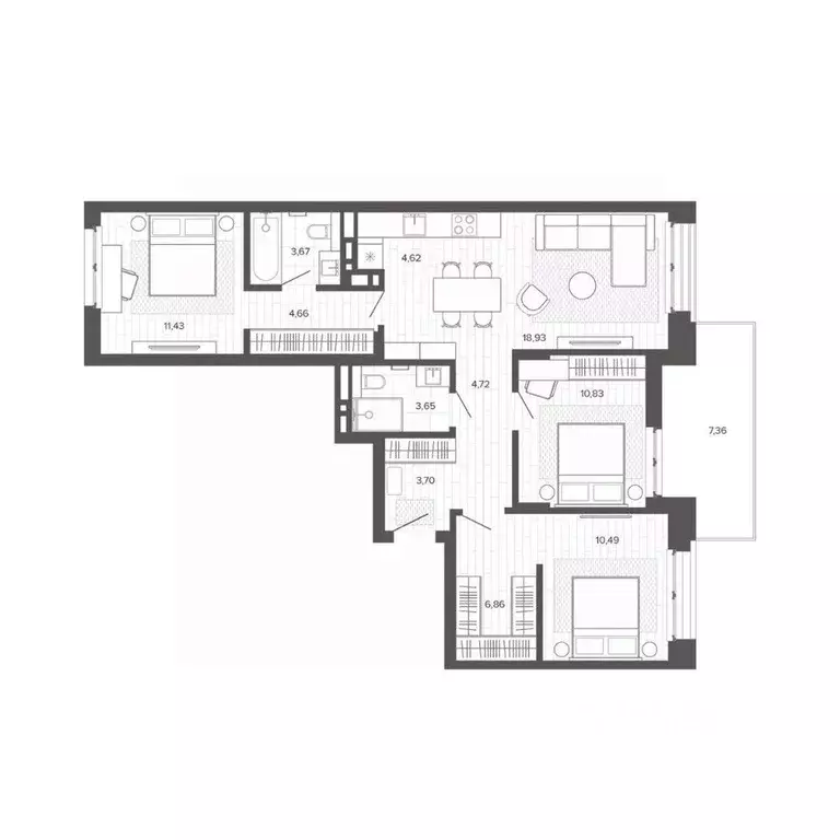 4-к кв. Алтайский край, Барнаул Жилплощадка мкр,  (90.94 м) - Фото 1