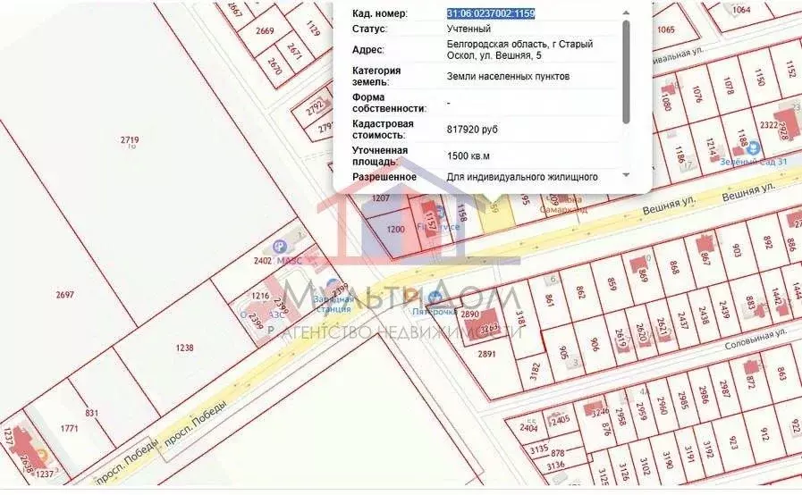 Участок в Белгородская область, Старый Оскол ул. Вешняя, 9 (15.0 сот.) - Фото 1
