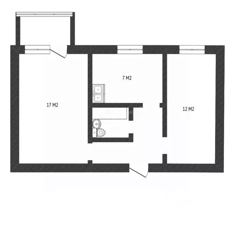 2-к кв. Псковская область, Псков Московская ул., 1 (44.2 м) - Фото 1