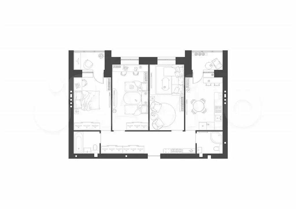 3-к. квартира, 74,9 м, 4/4 эт. - Фото 0