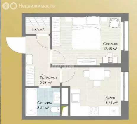 1-комнатная квартира: Котельники, ЖК Дюна (32.7 м) - Фото 0