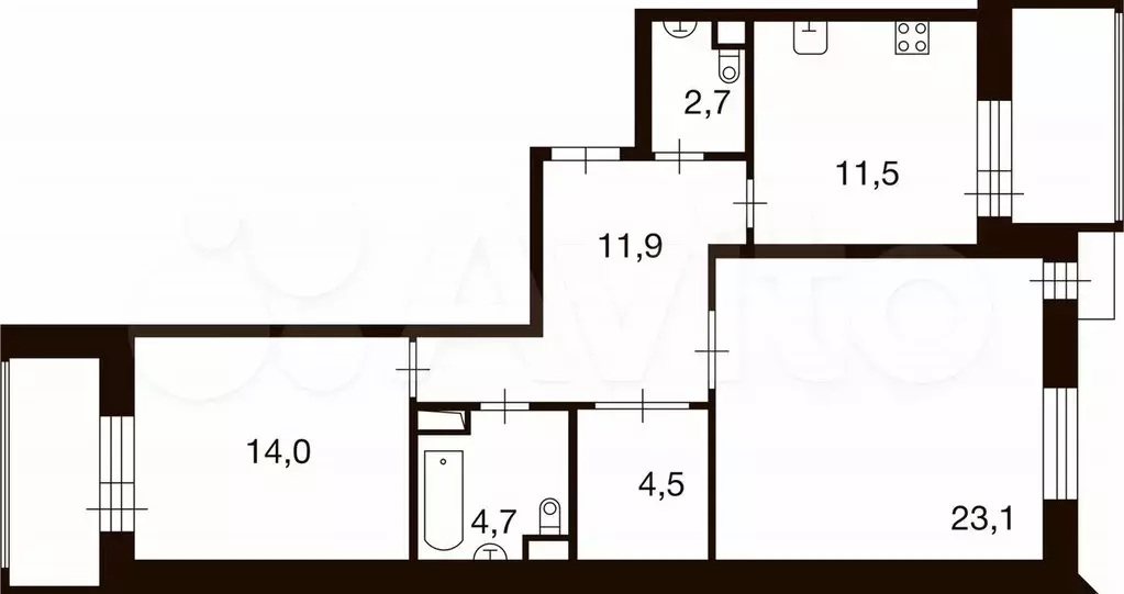 2-к. квартира, 72 м, 6/9 эт. - Фото 0