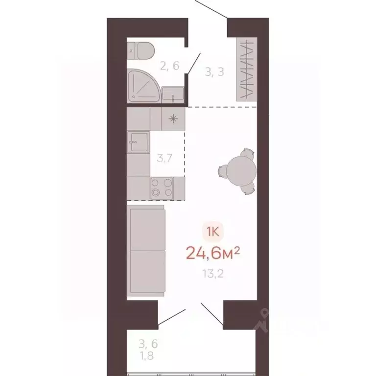 1-к кв. Алтайский край, Новоалтайск ул. Южсиба, 52А (24.6 м) - Фото 1