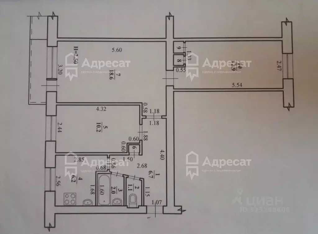 3-к кв. Волгоградская область, Волгоград ул. Кирова, 134 (58.7 м) - Фото 2