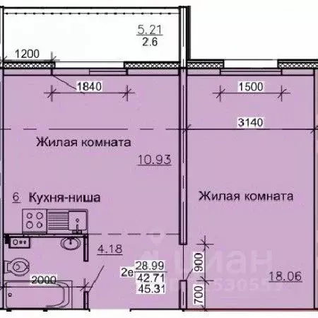 2-к кв. Алтайский край, Барнаул ул. Союза Республик, 13/114 (45.31 м) - Фото 0