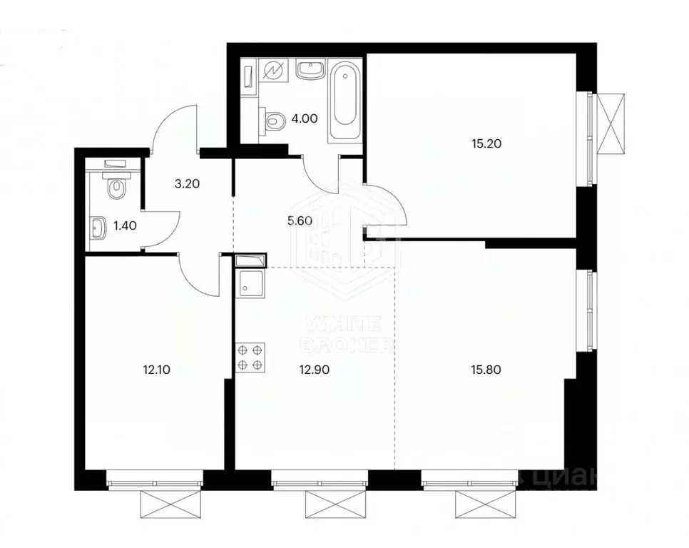 3-к кв. Московская область, Одинцово ул. Каштановая, 9 (70.2 м) - Фото 2