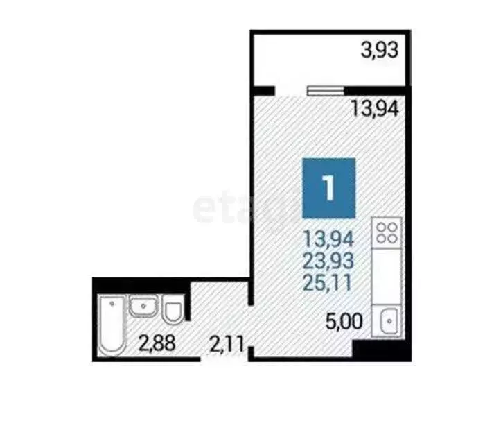 Квартира-студия: Анапа, улица Ленина, 237 (25.11 м) - Фото 1