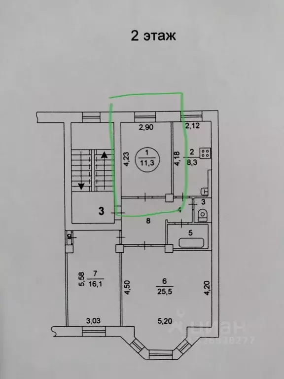 Комната Челябинская область, Челябинск ул. Обухова, 5 (11.3 м) - Фото 1