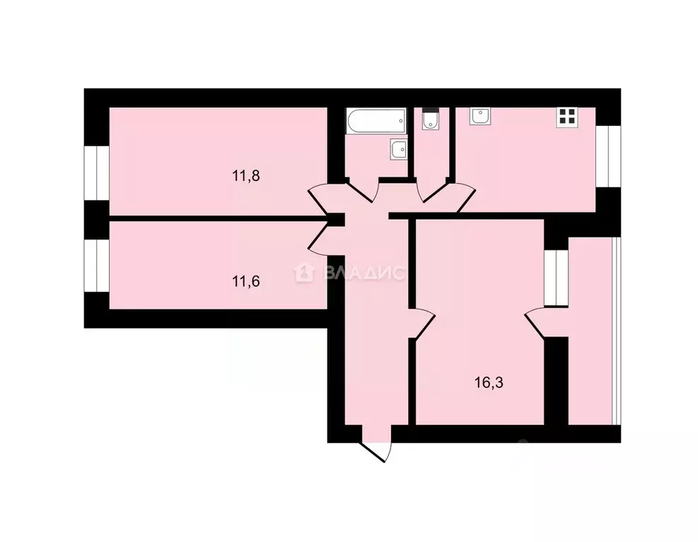 3-к кв. Владимирская область, Владимир ул. Василисина, 6 (61.3 м) - Фото 2