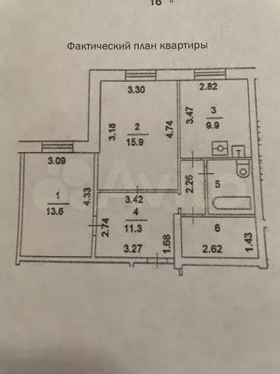 2-к. квартира, 60 м, 5/5 эт. - Фото 0