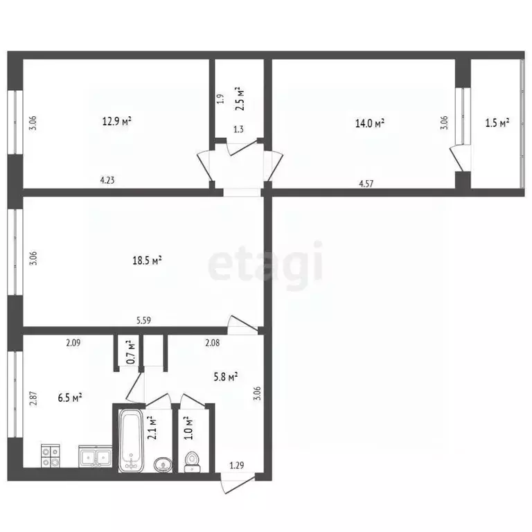 3-к кв. Мордовия, Саранск ул. Есенина, 22 (64.0 м) - Фото 2