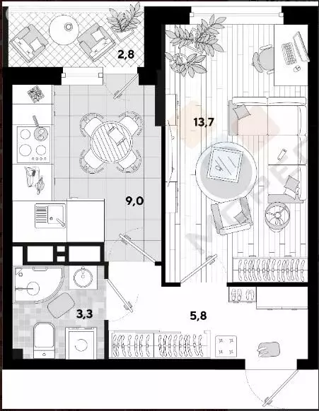 1-комнатная квартира: Краснодар, улица Константина Гондаря, 91 (32 м) - Фото 0
