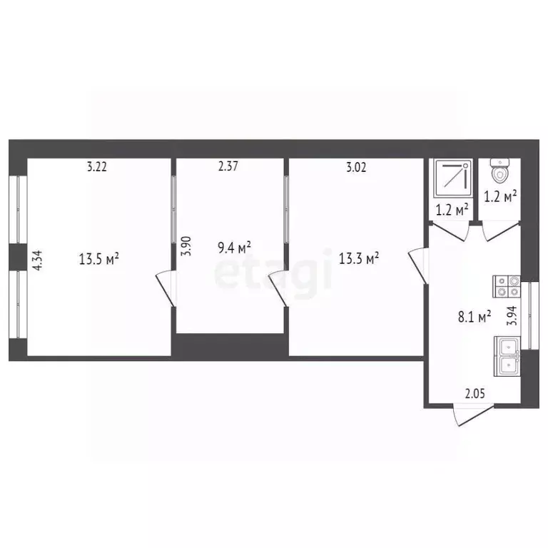 Студия Самарская область, Самара ул. Степана Разина, 21 (47.0 м) - Фото 2