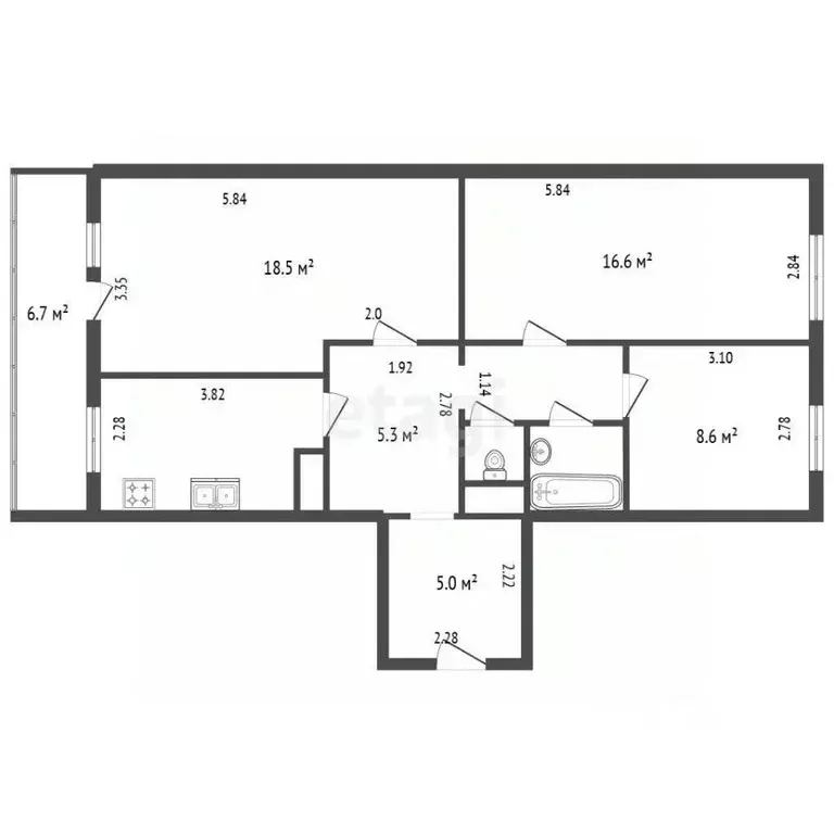 3-к кв. Санкт-Петербург Пулковское ш., 15К3 (69.9 м) - Фото 2