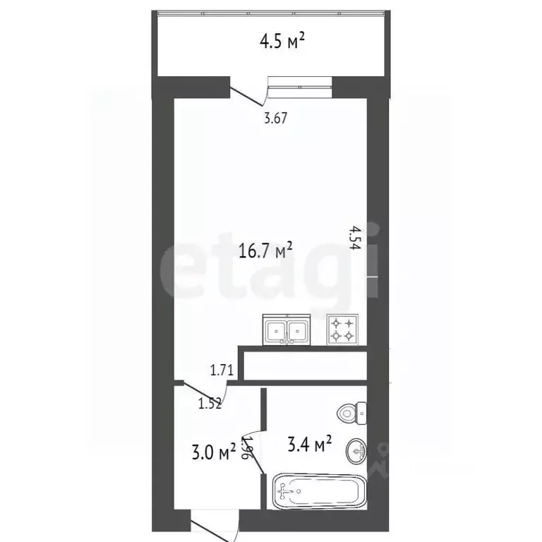 студия санкт-петербург туристская ул, 20к2 (23.4 м) - Фото 1