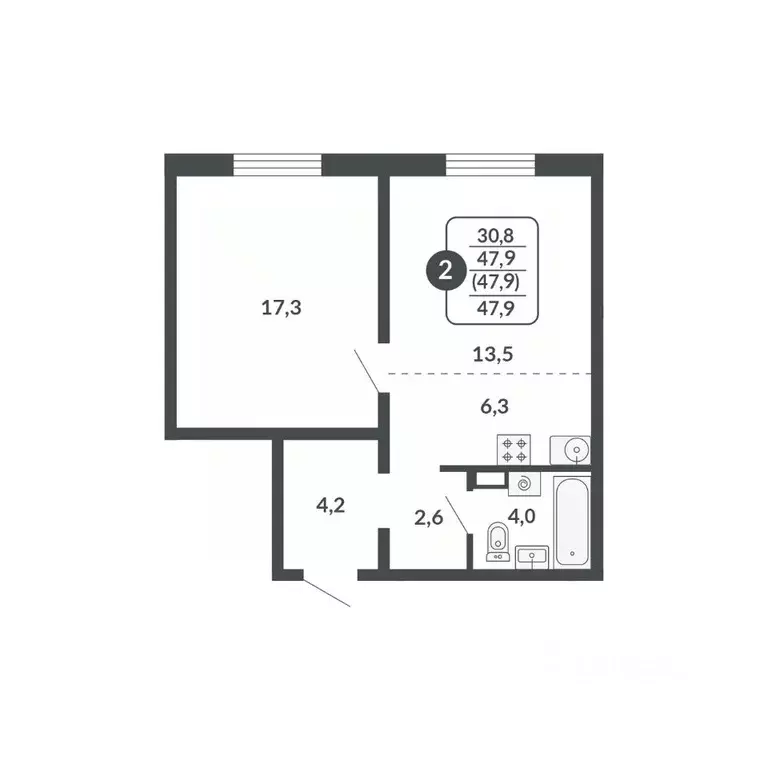 2-к кв. Кировская область, Киров Московская ул., 209 (47.9 м) - Фото 1
