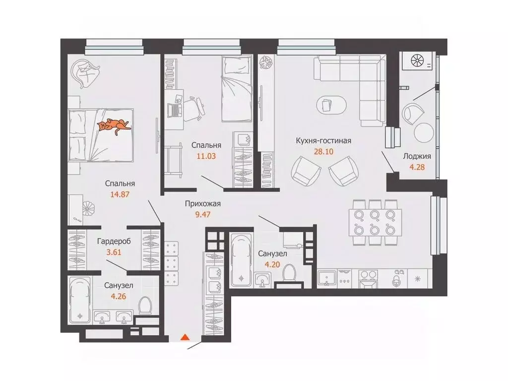 2-к кв. Удмуртия, Ижевск ул. Холмогорова, 121 (78.0 м) - Фото 1