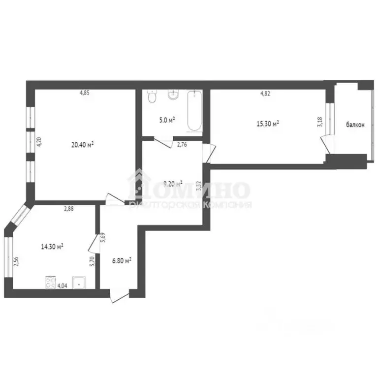 2-к кв. Тюменская область, Тюмень ул. Мельникайте, 55 (71.0 м) - Фото 2