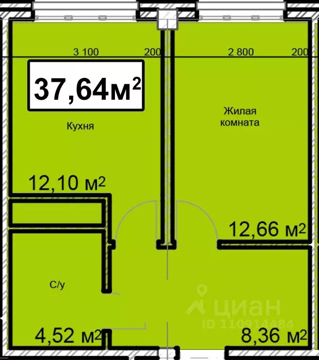1-к кв. Ставропольский край, Ессентуки ул. Благодатная, 22к3 (37.64 м) - Фото 0