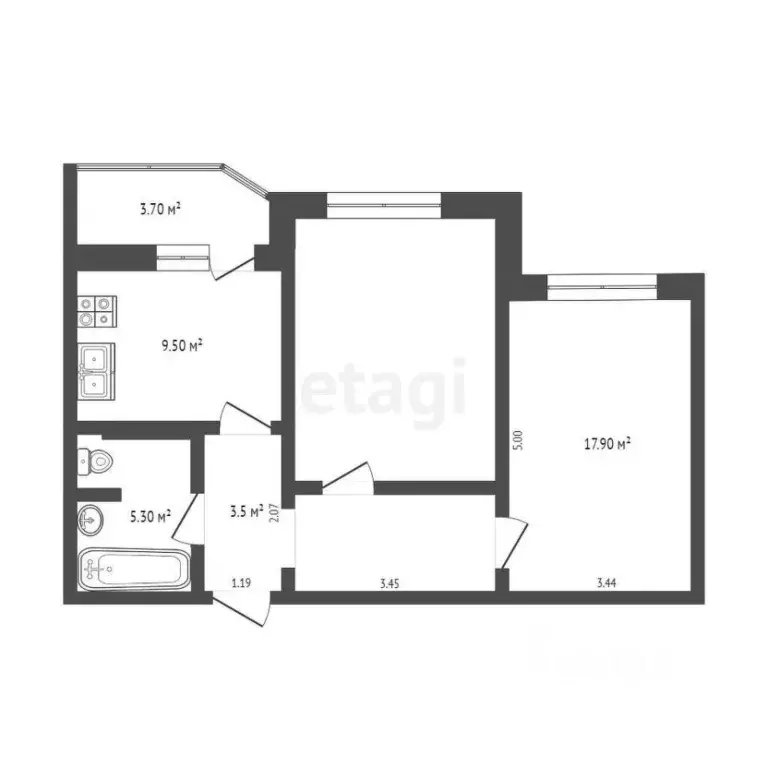 2-к кв. Тюменская область, Тюмень ул. Константина Посьета, 5 (59.0 м) - Фото 2