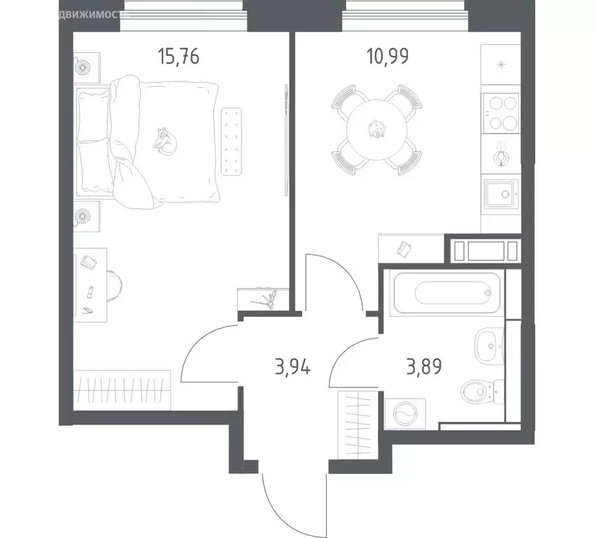1-комнатная квартира: село Ям, улица Мезенцева, 22 (34.2 м) - Фото 1