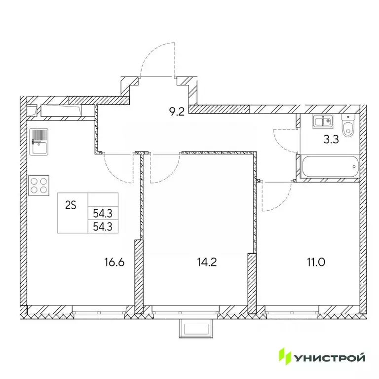 2-к кв. Свердловская область, Екатеринбург Вторчермет жилрайон,  (54.3 ... - Фото 0