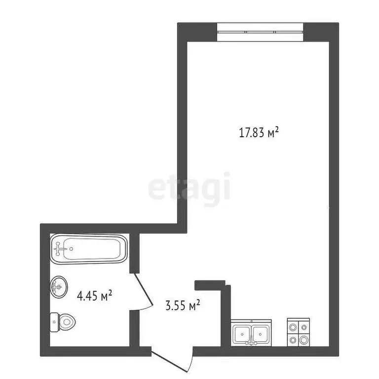 Квартира-студия: Тюмень, Харьковская улица, 72А (25.83 м) - Фото 0