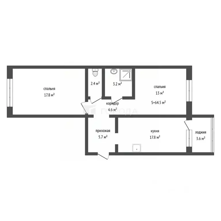 2-к кв. Алтайский край, Барнаул ул. 280-летия Барнаула, 21 (64.5 м) - Фото 2