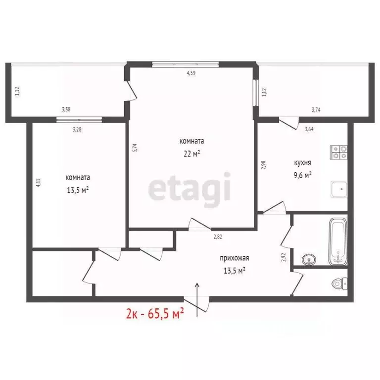 2-к кв. Свердловская область, Екатеринбург ул. Маршала Жукова, 9 (65.6 ... - Фото 1
