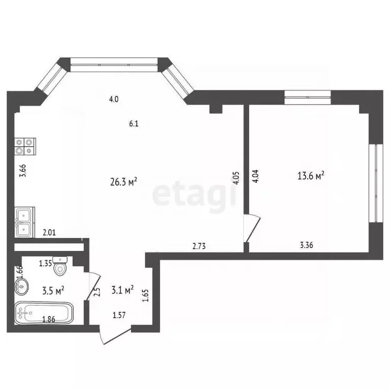1-к кв. Крым, Сакский район, с. Штормовое ул. 60 лет Октября (46.5 м) - Фото 2