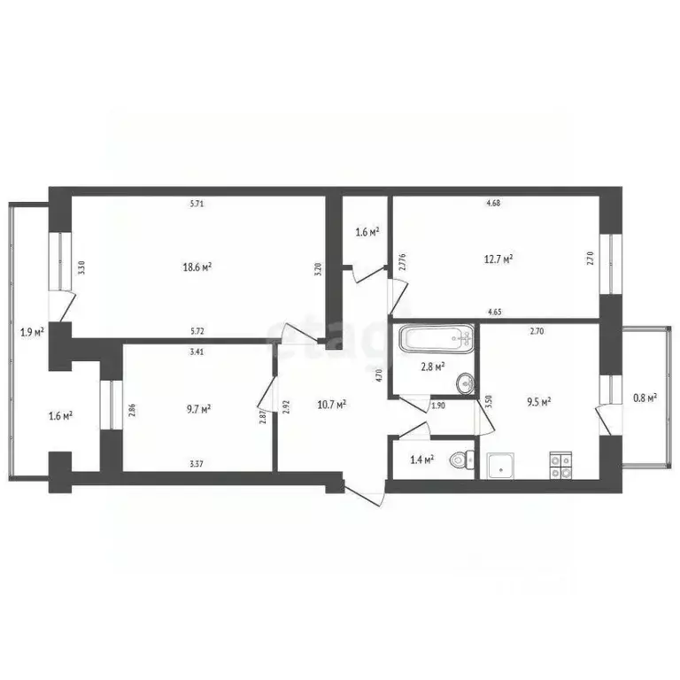 3-к кв. Крым, Феодосия ул. Челнокова, 66 (64.9 м) - Фото 2