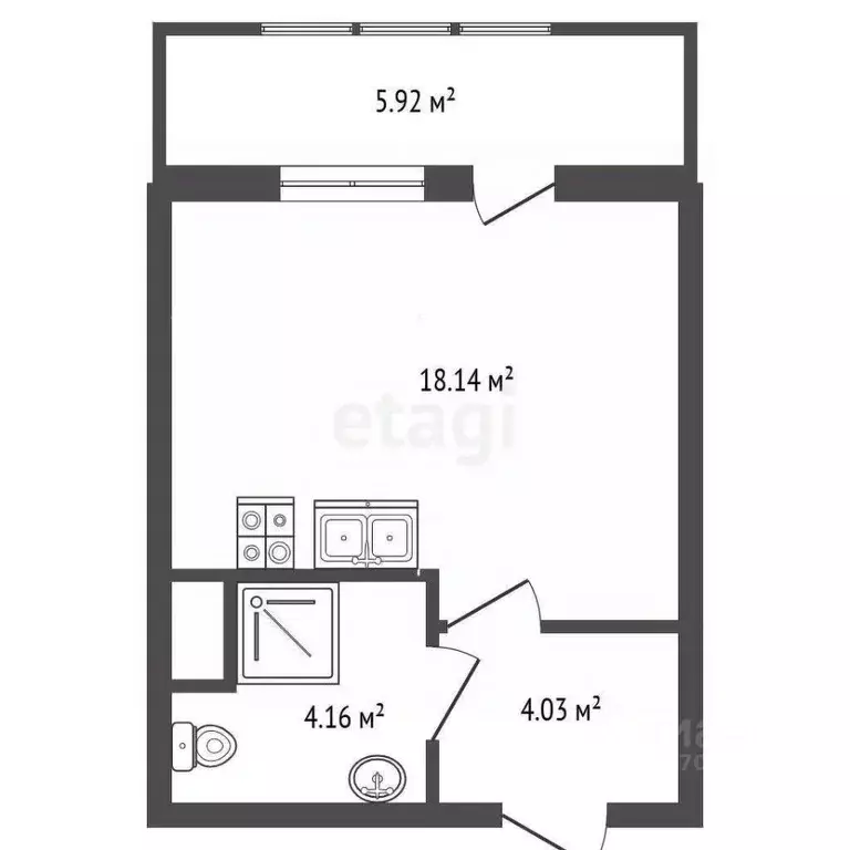 Студия Санкт-Петербург Уральская ул., 21к2 (26.3 м) - Фото 1