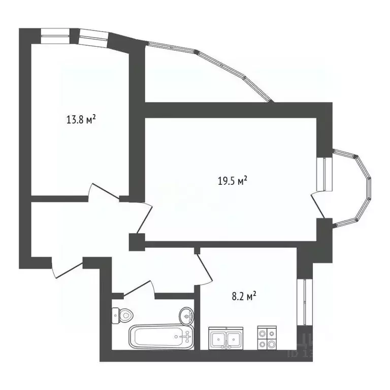 2-к кв. Белгородская область, Белгород Народный бул., 104 (54.8 м) - Фото 2
