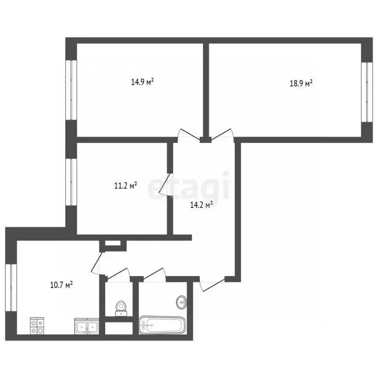 3-к кв. Московская область, Котельники Южный мкр, 6 (75.0 м) - Фото 2