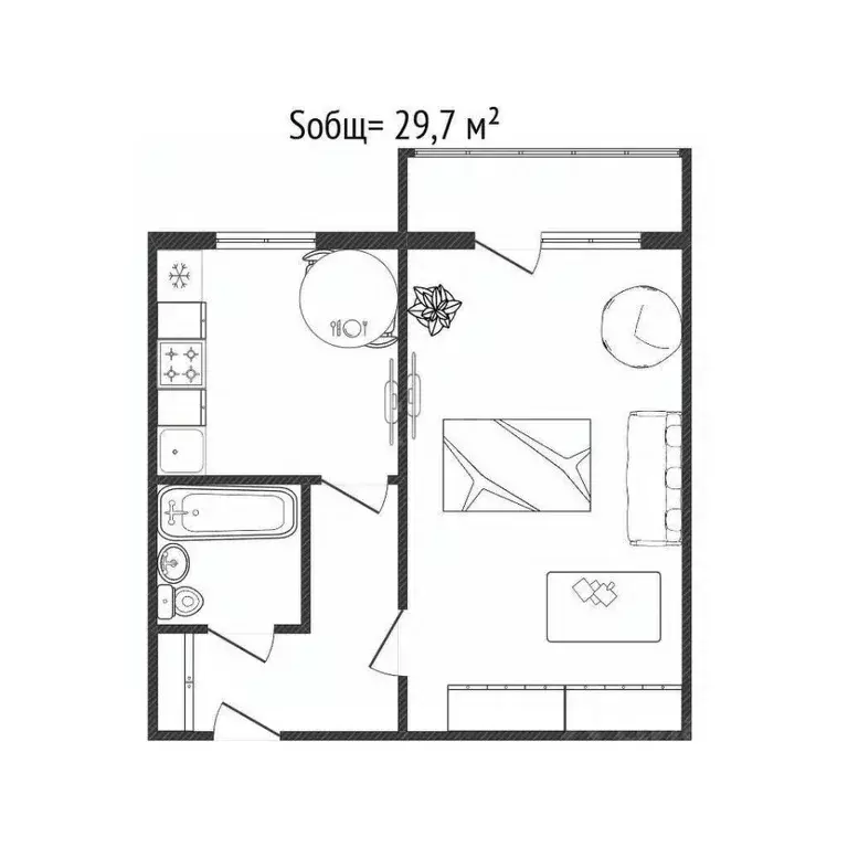 1-к кв. Брянская область, Брянск ул. Ермакова, 19 (29.7 м) - Фото 1