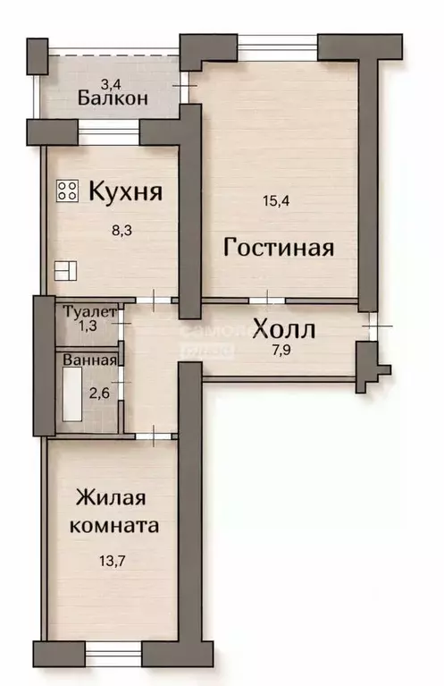 2-к кв. Башкортостан, Уфа просп. Октября, 44/2 (50.9 м) - Фото 2
