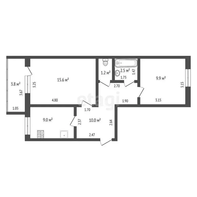 2-комнатная квартира: Заводоуковск, Заводская улица, 17 (50.8 м) - Фото 1