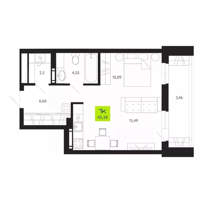 1-к кв. Томская область, Томск Уютный жилой квартал, ул. Маяковского, ... - Фото 1