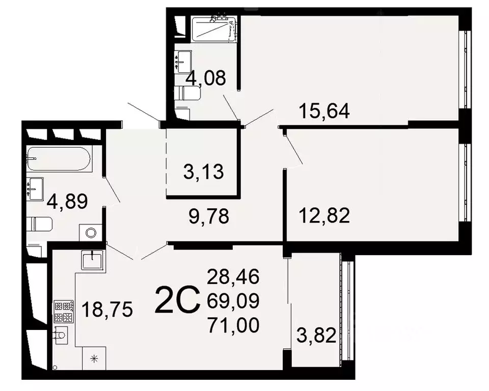 2-к кв. Рязанская область, Рязань Льговская ул., 8 (69.09 м) - Фото 0