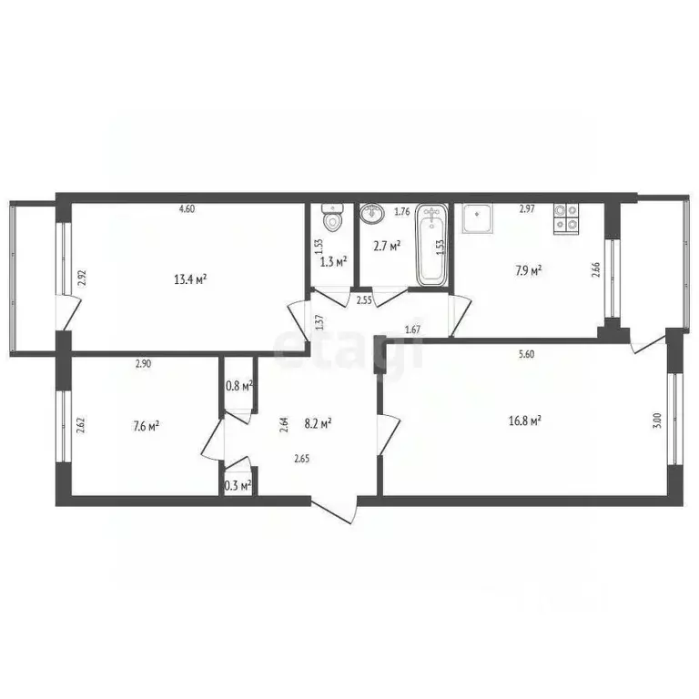 3-к кв. Кемеровская область, Юрга ул. Мира, 3А (59.0 м) - Фото 1