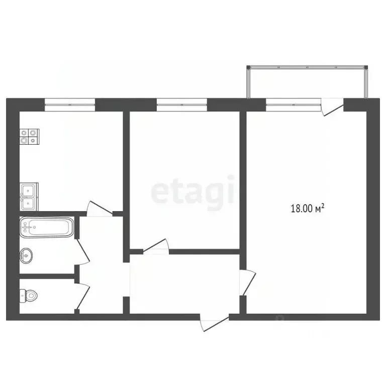 2-к кв. Саха (Якутия), Якутск ул. Аммосова, 4/2 (46.9 м) - Фото 1