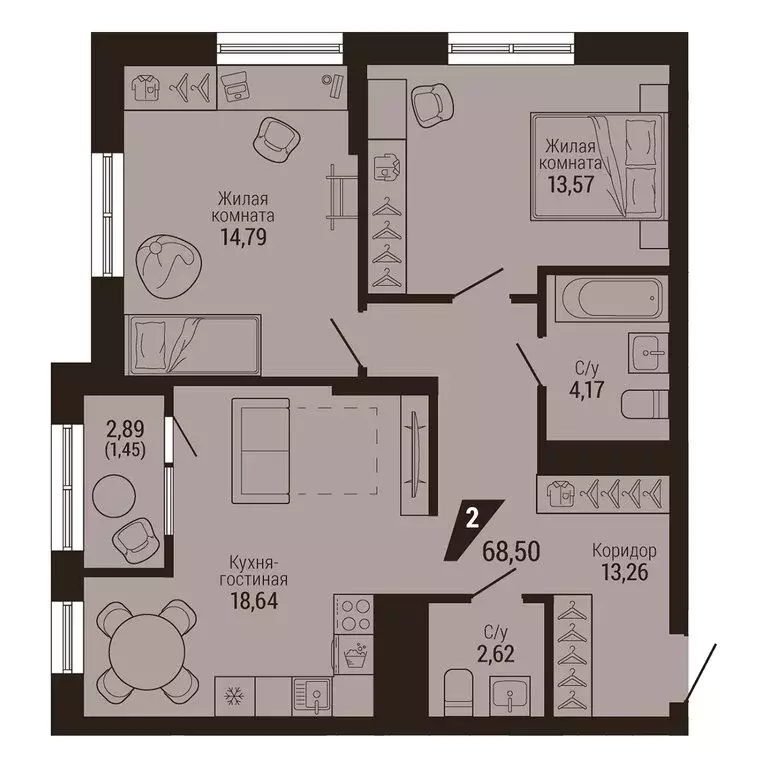 2-комнатная квартира: Екатеринбург, улица Энергостроителей, 7 (68.5 м) - Фото 1