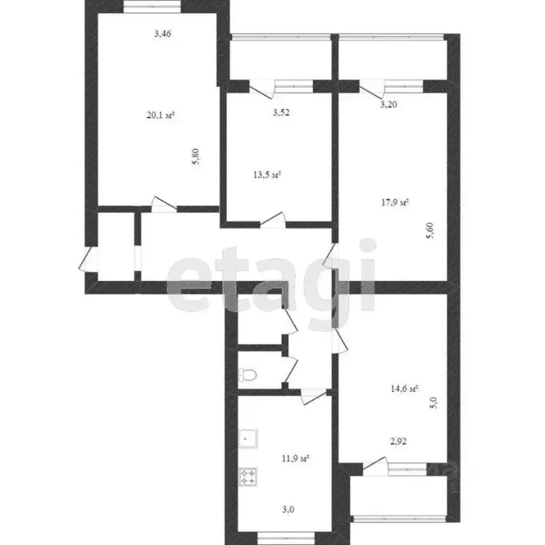 4-к кв. Белгородская область, Белгород ул. Губкина, 10а (70.0 м) - Фото 1