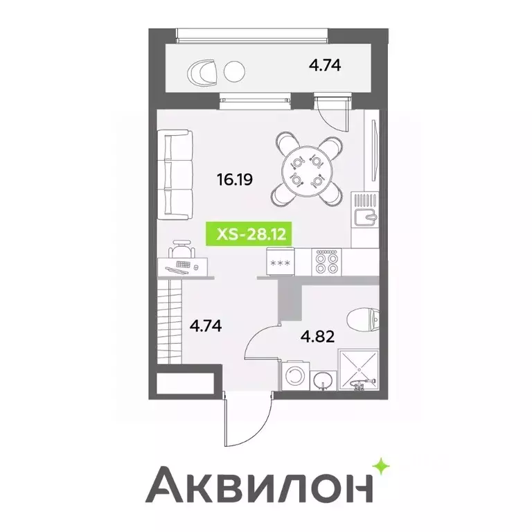 Студия Санкт-Петербург ул. Среднерогатская, 11к2 (28.12 м) - Фото 0