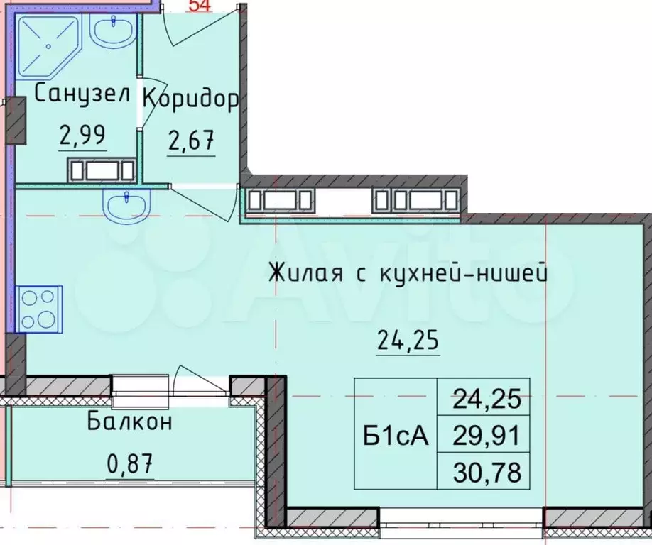 Квартира-студия, 31 м, 7/10 эт. - Фото 0