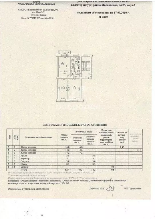 3-к кв. Свердловская область, Екатеринбург ул. Московская, 225/2 (62.4 ... - Фото 0