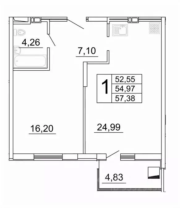 1-к кв. Самарская область, Самара ул. Дыбенко, 5 (57.29 м) - Фото 0