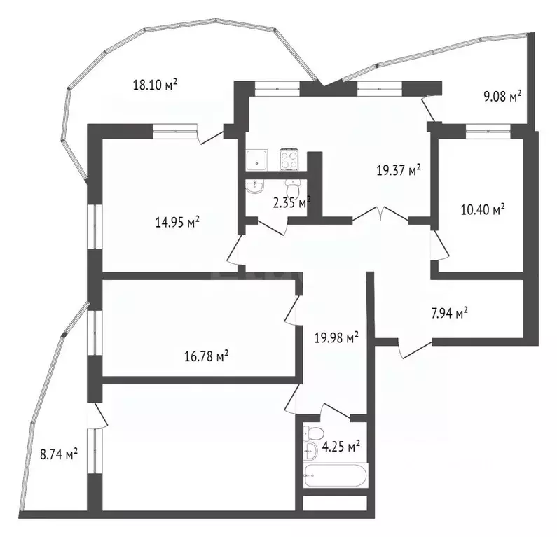 4-к кв. Тюменская область, Тюмень ул. Федюнинского, 64к1 (113.6 м) - Фото 1